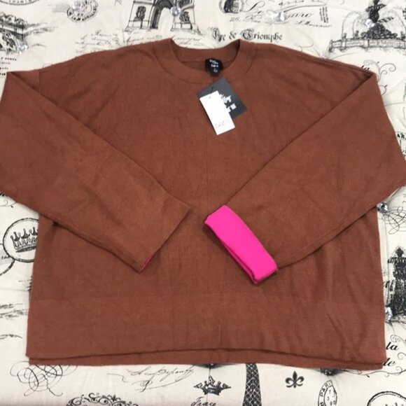 BarIII Becca Tilley Contrast-Cuff Crewneck Swea - Picture 3 of 6